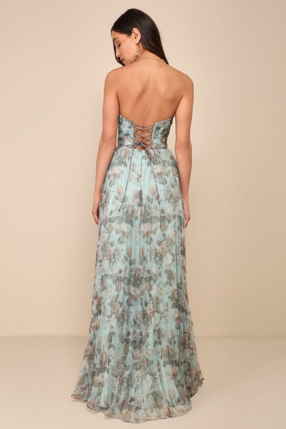 Most Beautiful Day Sage Multi Floral Print Organza Maxi Dress