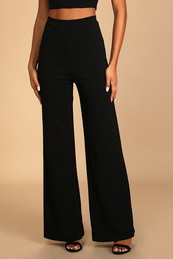 Only Tonight Black Two-Piece Wide-Leg Jumpsuit