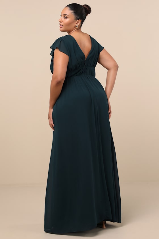 I'm All Yours Emerald Green Ruffled Maxi Dress