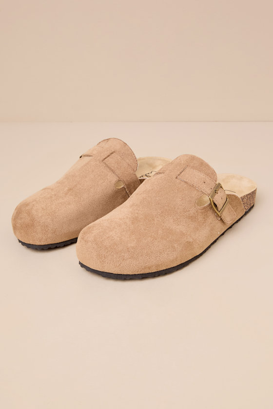 Pereta Taupe Suede Flatform Slip-On Clogs