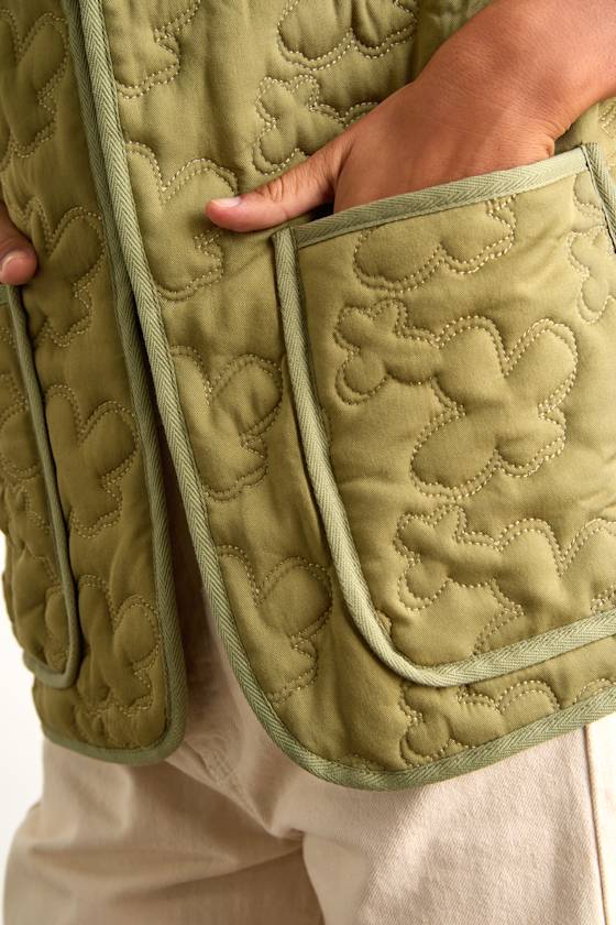 Wrenleigh Olive Green Floral Quilted Vest