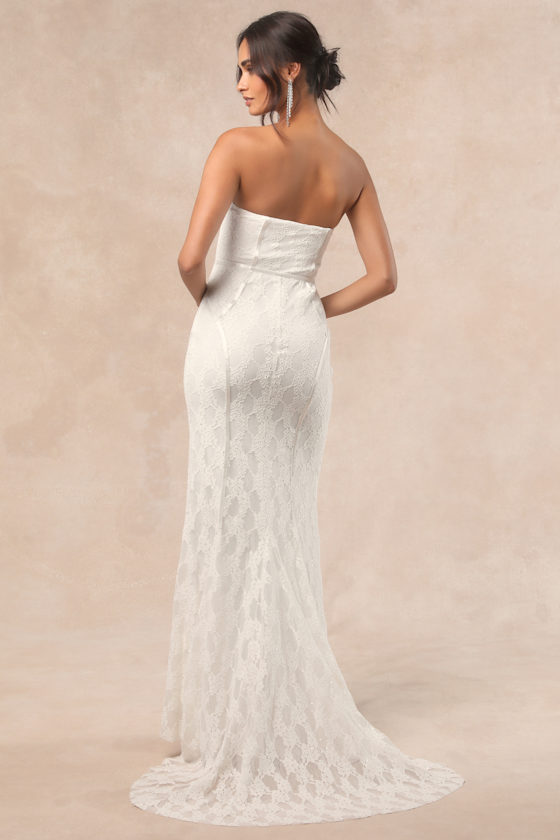 Imani White Lace Bustier Mermaid Maxi Dress
