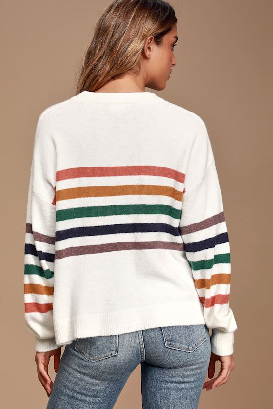 Heart to Heart Ivory Multi Striped Sweater