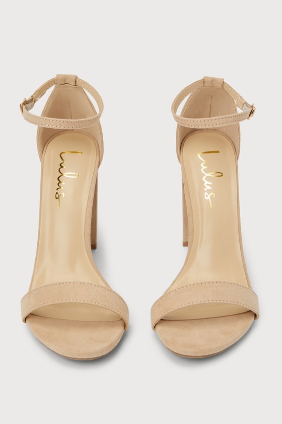 Taylor Natural Suede Ankle Strap Heels
