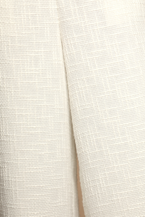 Chic and Sophisticated Ivory Tweed Wide-Leg Pants
