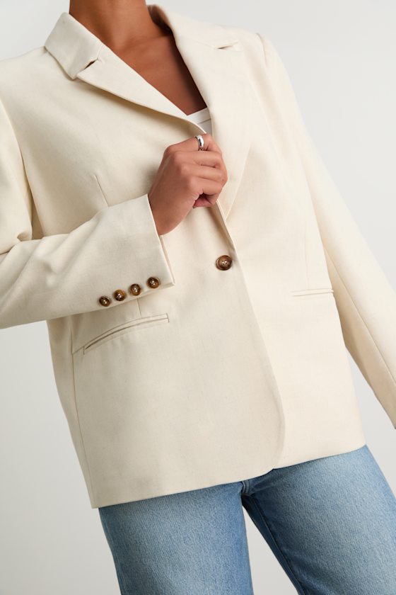 Maita Ivory Linen Oversized Blazer