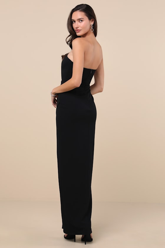 Kaori Black Cutout Strapless Tulip Maxi Dress