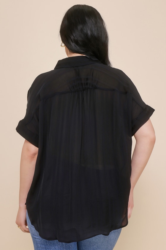 Everlee Black Striped Button-Up Top