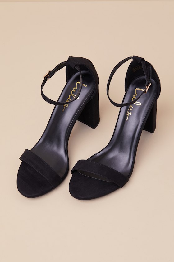 Taylor Black Suede Ankle Strap Heels