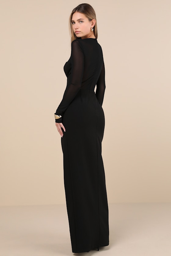 Impeccable Mystique Black Long Sleeve Maxi Dress