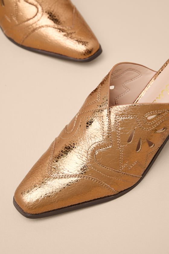 Armina Bronze Western Mule Pumps