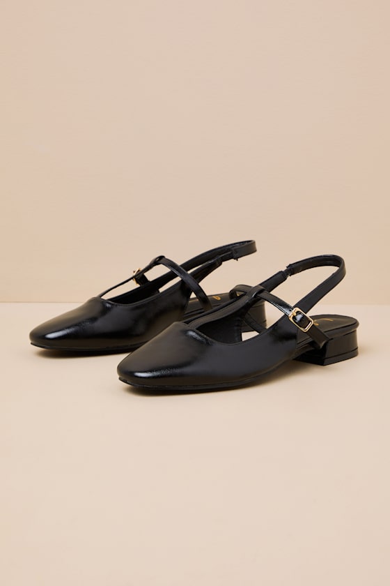 Shai Black Slingback Low Heel Mary Janes