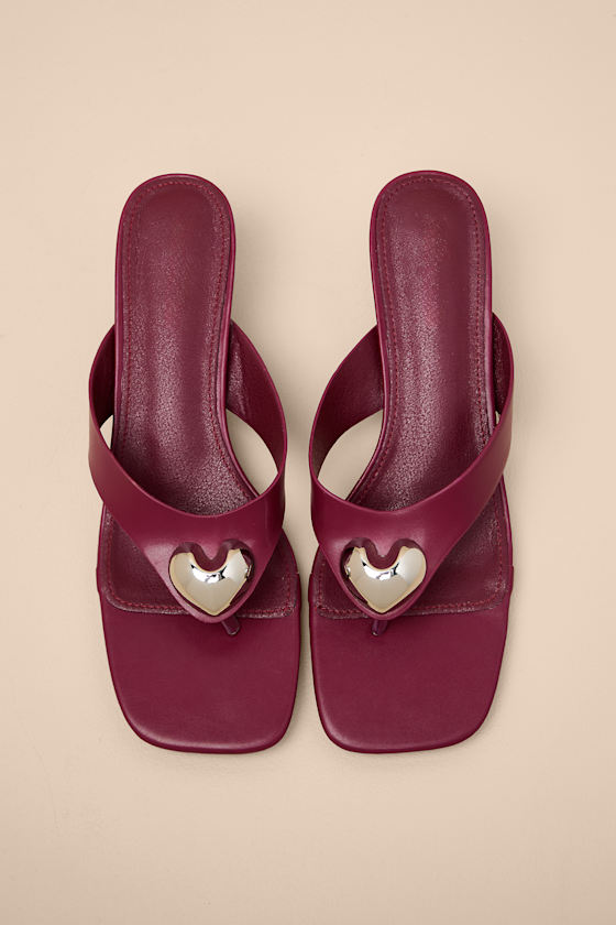 Janae Burgundy High Heel Thong Slide Sandals