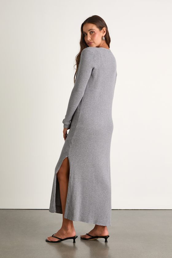 Layer Lover Heather Grey Ribbed Midi Dress & Cardigan Set