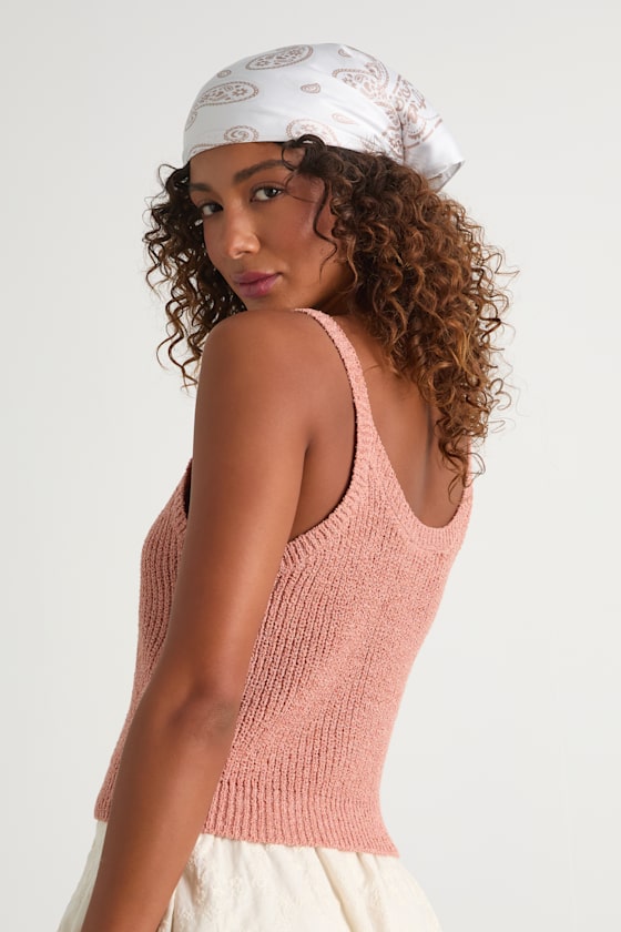 Effortless Sunshine Dusty Pink Sweater Tank Top