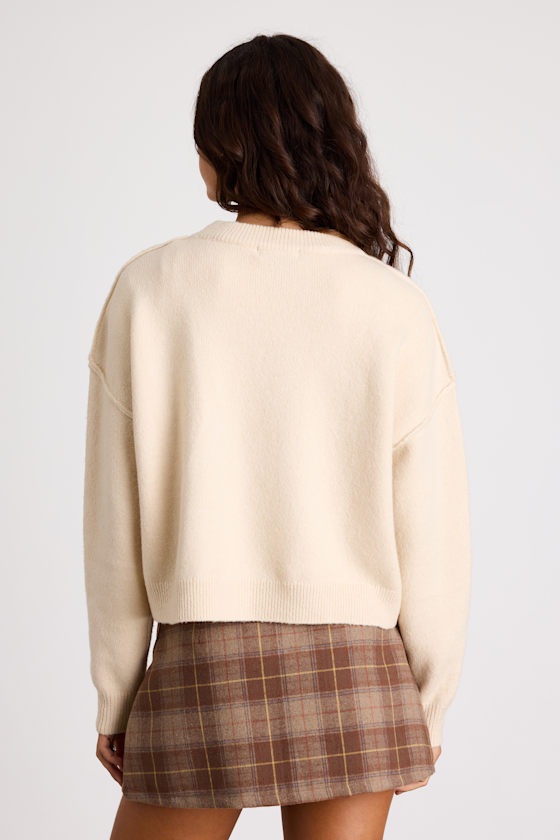 Lena Cream Crew Neck Pullover Sweater