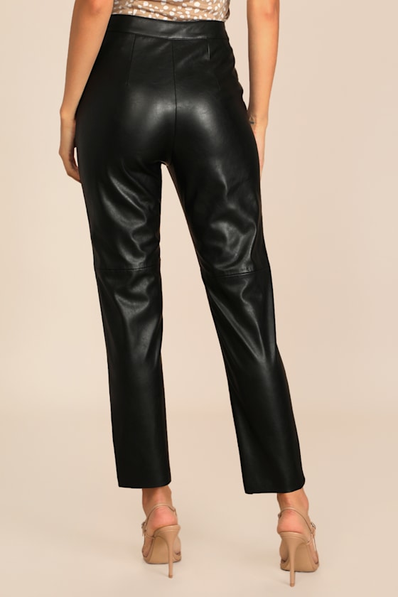 Open Minded Black Vegan Leather Pants