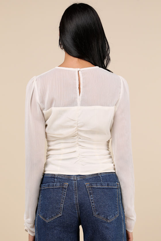 Majorly Composed Ivory Long Sleeve Top