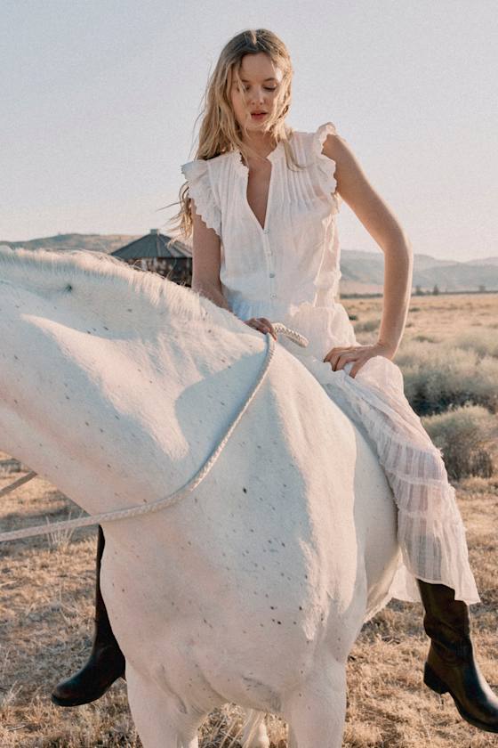 Annabelle Ivory Pleated Cotton Button-Up Top