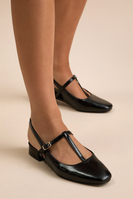 Shai Black Slingback Low Heel Mary Janes
