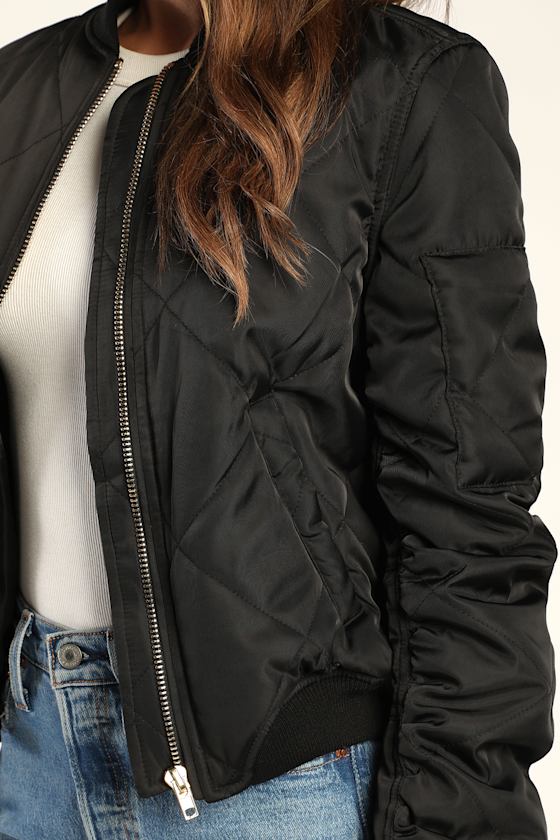 Style Expedition Black Quilted Bomber Jacket