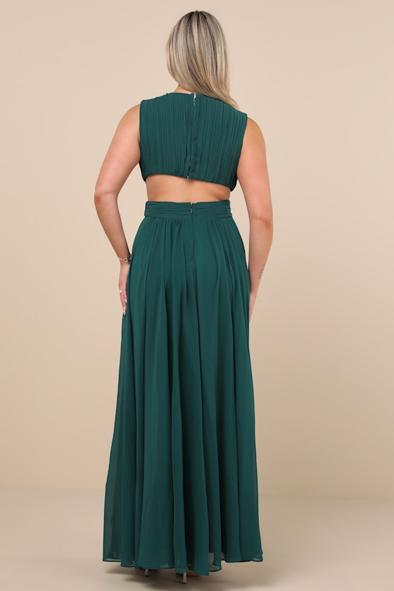 Vivid Imagination Emerald Green Cutout Maxi Dress