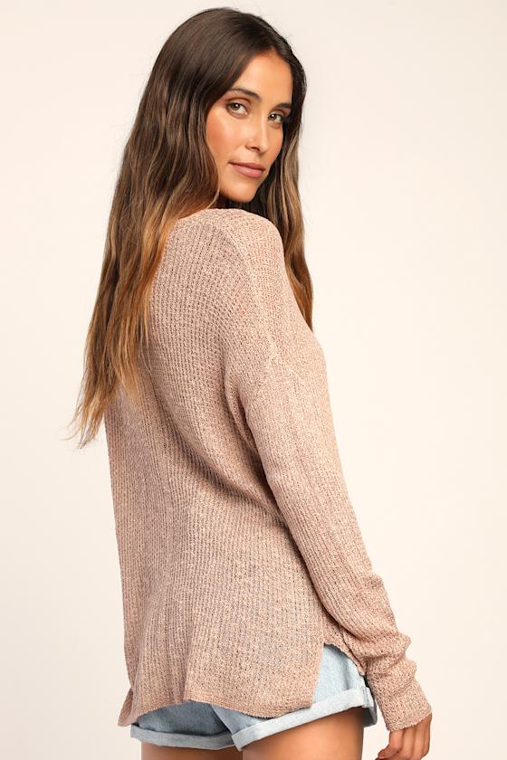 Getaway Weekend Taupe Loose Knit Sweater Top