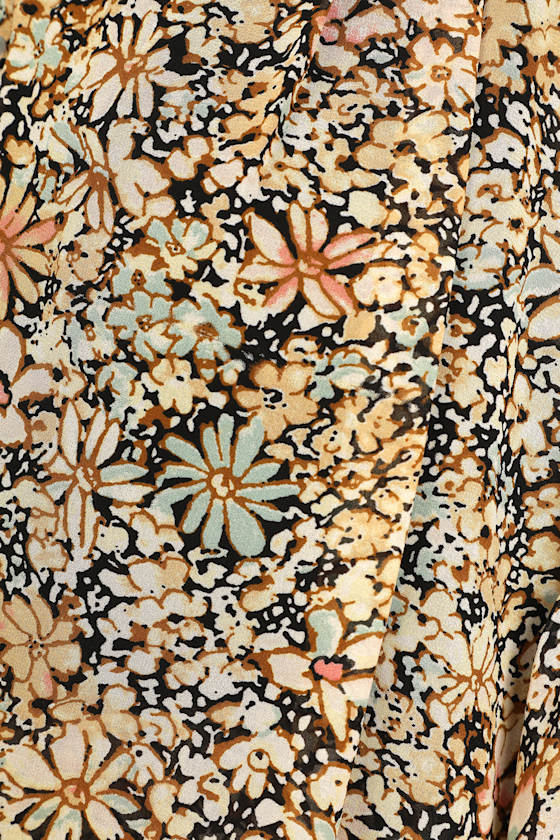 Season of Blooms Cream Multi Floral Print Balloon Sleeve Top