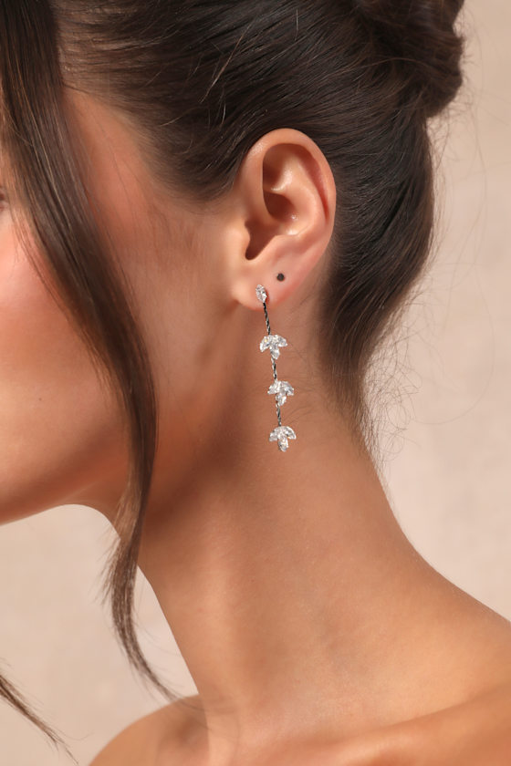 Ksena Silver Rhinestone Drop Earrings