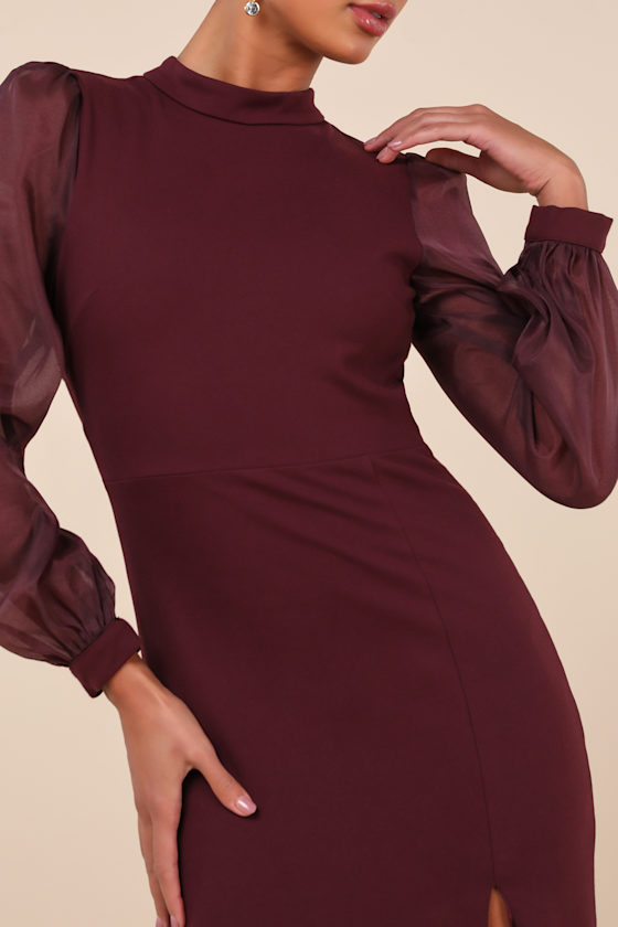 Seeking Sophistication Plum Backless Balloon Sleeve Maxi Dress
