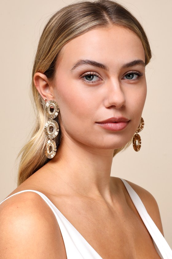 Burst of Brilliance Gold Drop Earrings