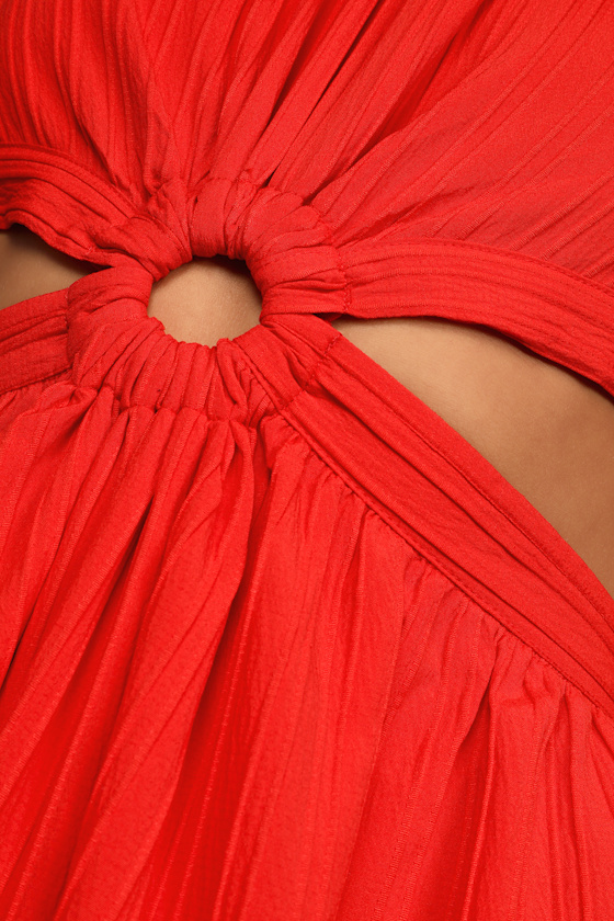 Island Vacay Red Tie-Back Maxi Dress