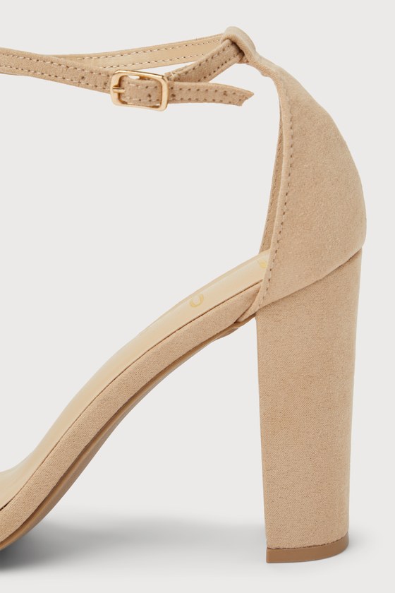 Taylor Natural Suede Ankle Strap Heels