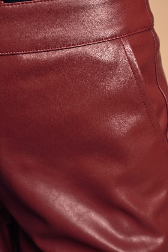Open Minded Burgundy Vegan Leather Pants