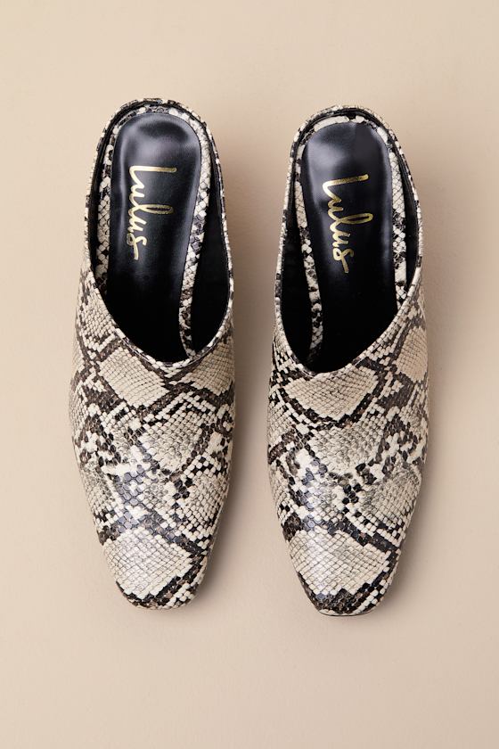 Londynn Snake Square-Toe Mule Pumps