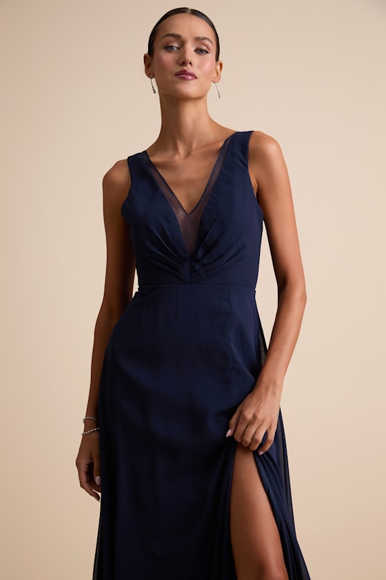 Simply Immaculate Navy Blue Backless Maxi Dress