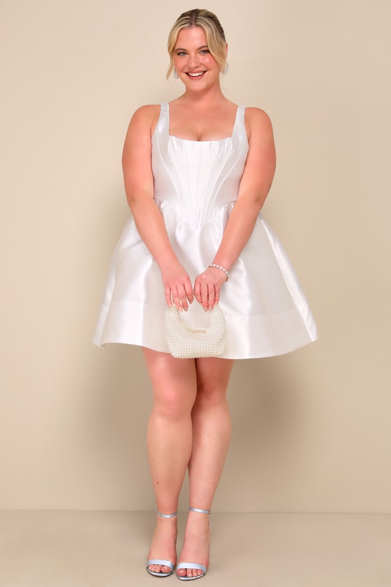 Bubbly Love White Taffeta Corset Mini Dress