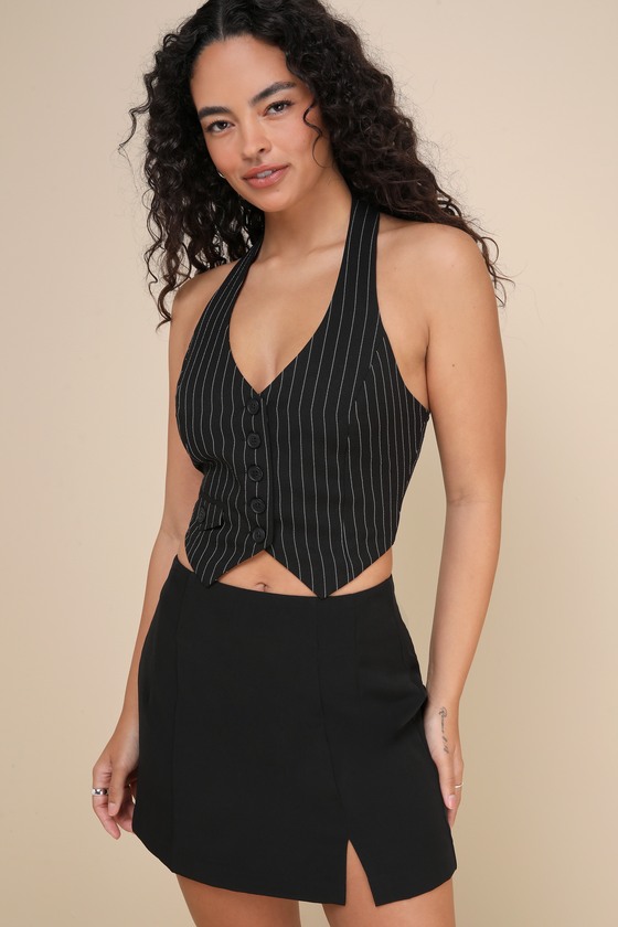 Greeting the Season Black High-Waisted Mini Skirt