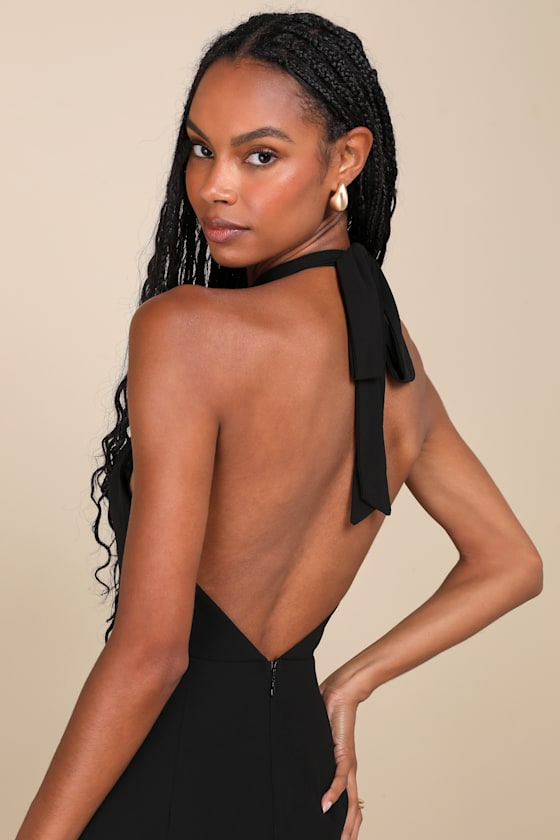 Captured Your Heart Black Halter Maxi Dress