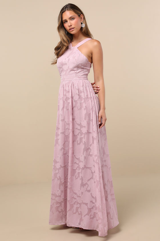 Love and Beyond Mauve Pink Burnout Floral Maxi Dress