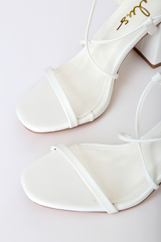 Aribaa White Lace-Up High Heel Sandals