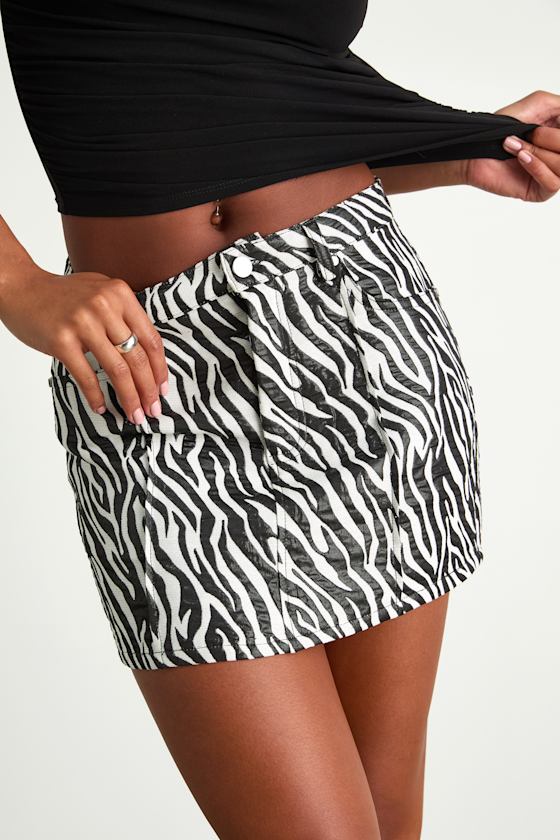 Joan Black and White Zebra Mini Skirt