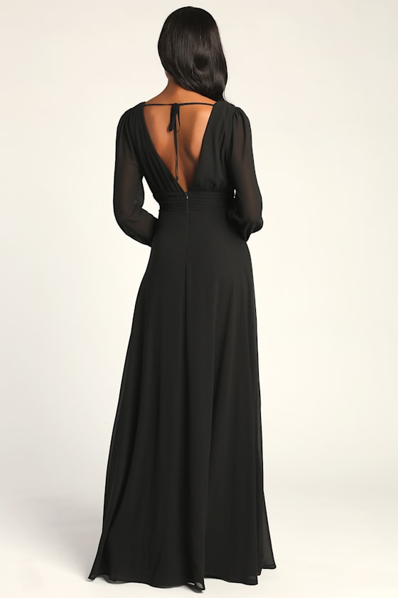 Love You So Black Long Sleeve Maxi Dress