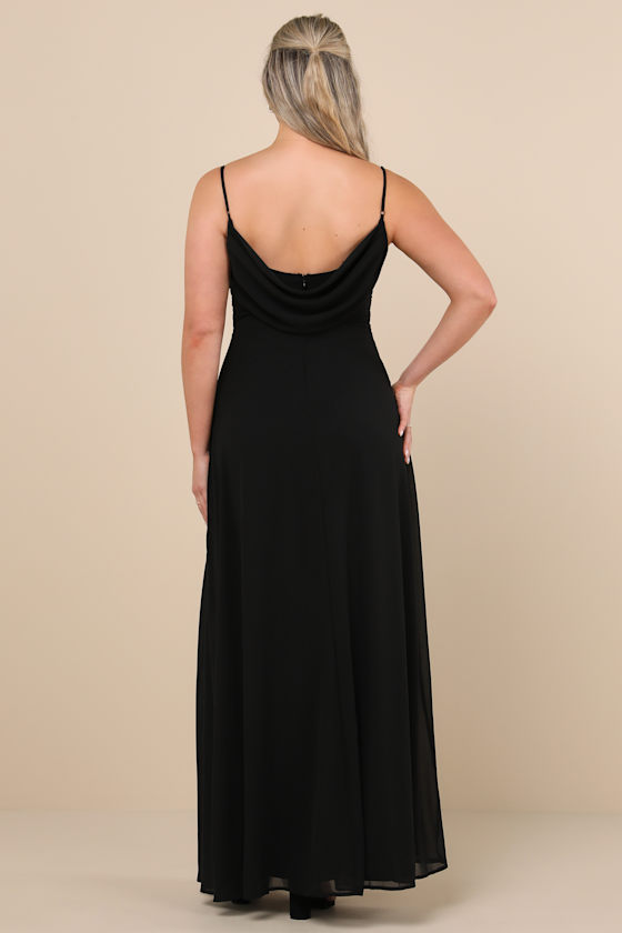 Notorious Poise Black Sleeveless Cowl Neck Maxi Dress