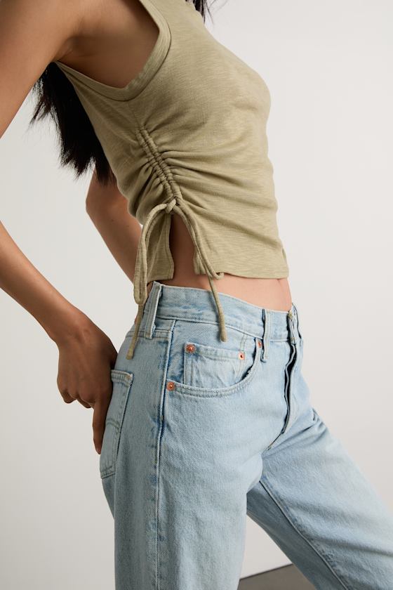 Anika Sage Burnout Ruched Tank Top