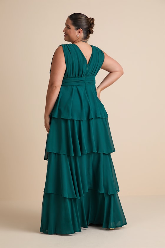 Amazing Evening Hunter Green Tiered Maxi Dress