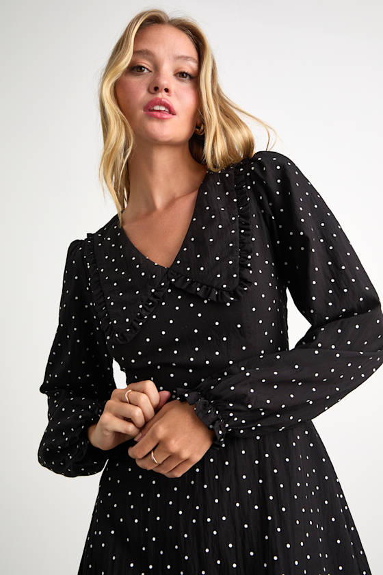 Sweetie Aura Black and White Polka Dot Mini Dress