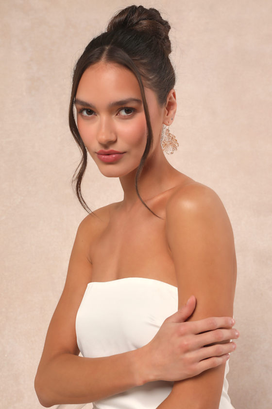 Gilded Glow Gold and Clear Floral Statement Earrings