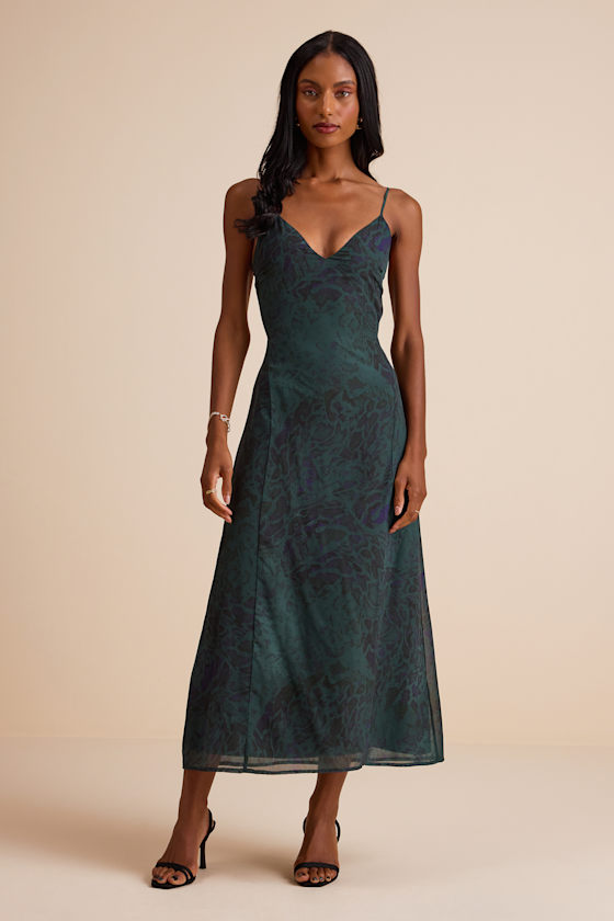 Mattison Emerald Snake Print Tie-Back Maxi Dress