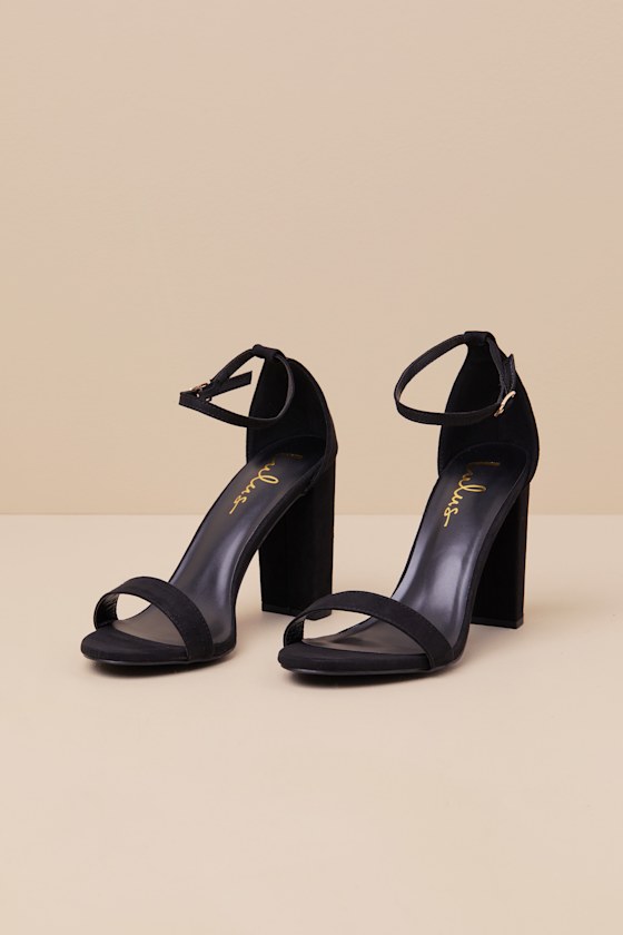 Taylor Black Suede Ankle Strap Heels